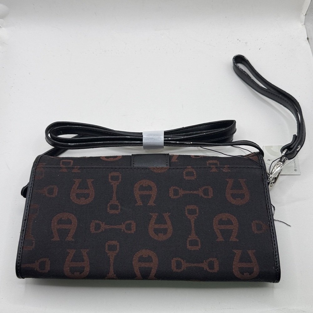 NWT Vtg Etienne Aigner Crossbody Convertible Clutch Wristlet Purse Brown Black - Picture 8 of 16